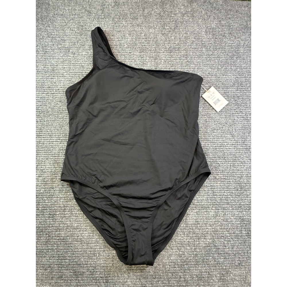 Andie Swim The Nantucket One Shoulder One Piece Swimsuit Black Large Tall AO171 - Picture 3 of 8